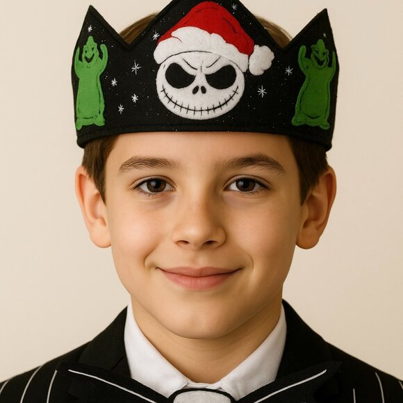 Christmas Felt Crown, Nightmare Before Christmas, Jack Oogie Felt Crown, Holiday - Picture 2 of 6